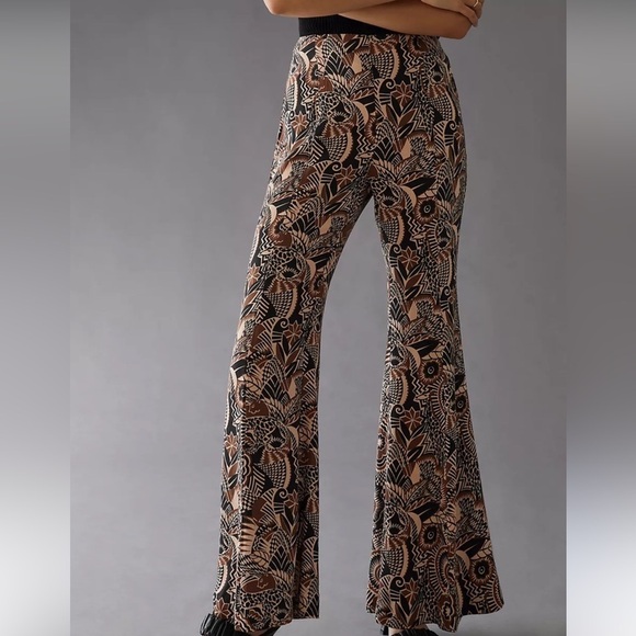 Anthropologie Pants - Anthropologie Black and Brown Patterned Flare Pants